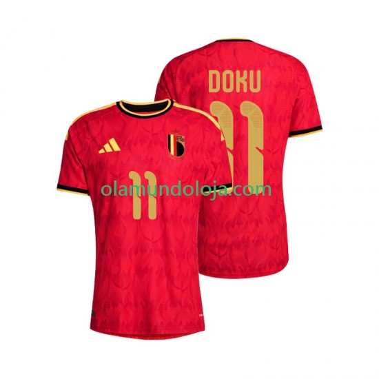 Camisola Bélgica Jeremy Doku 11 Homem Equipamento Primeiro Copa do Mundo 2026 Manga Curta